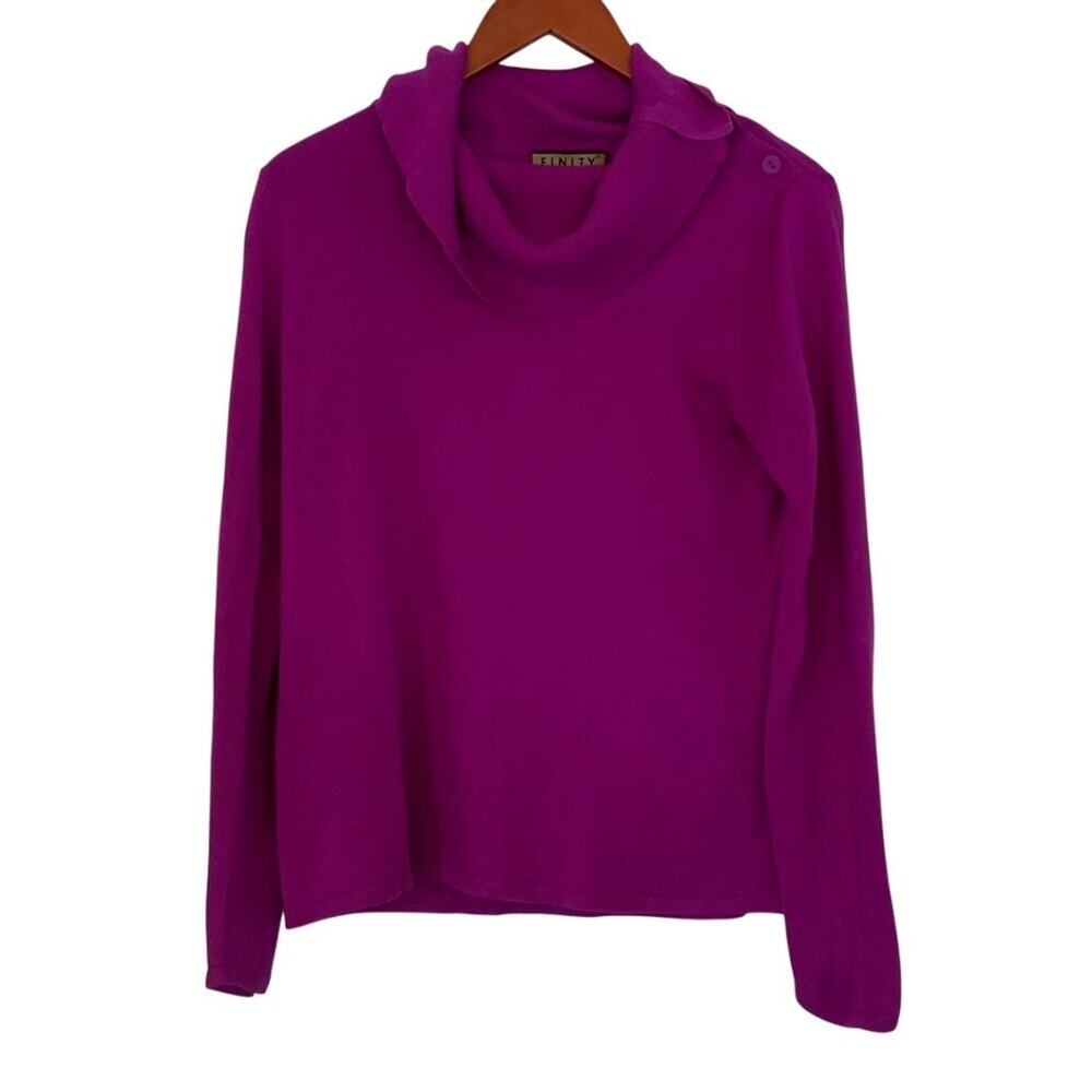 Finity Naturals Silk Angora Purple Long Sleeve Lightweight Turtleneck, Y2K, M